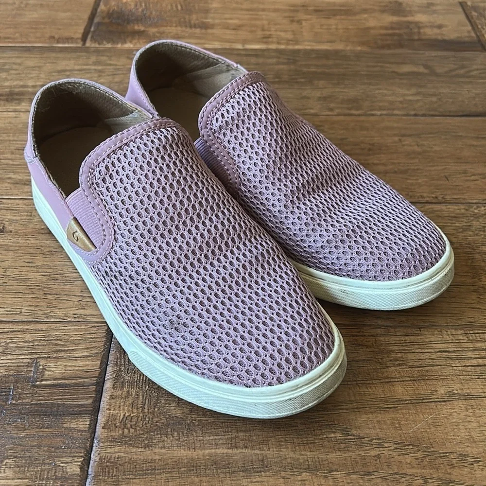 OluKai Pehuea Breathable Mesh Slip On Sneakers Drop In Heel Pink Womens Size 6.5